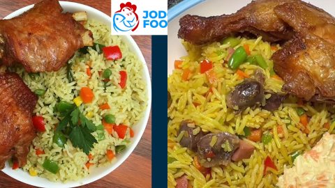 fried rice with chicken: a ghanaian favorite